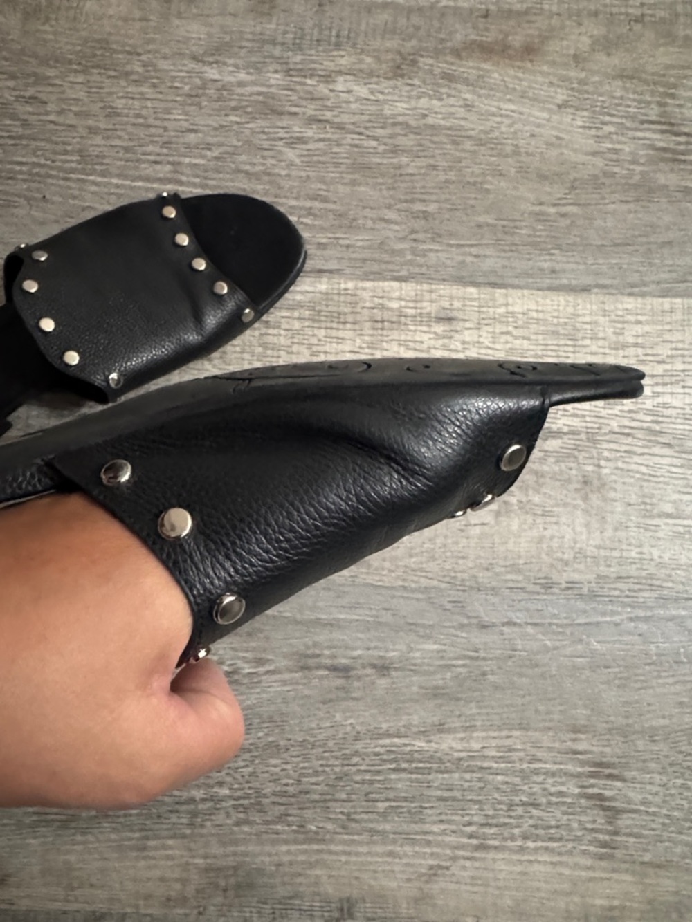 Brighton Black Studded Slide Mules - Picture 8 of 9